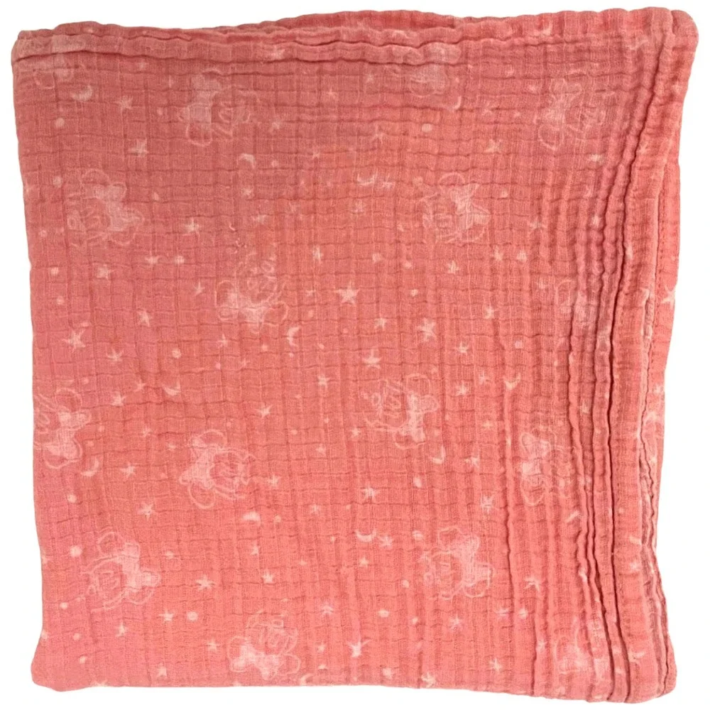 Aden Anais Pink Minnie Mouse Stars Disney Baby Swaddle Blanket Cotton Moon Girl